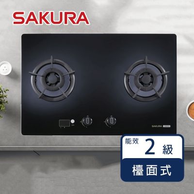 SAKURA櫻花牌 櫻花牌 檯面式瓦斯爐 G2627G(NG1) 二口大面板智控易清 獨立定時 鑄鐵爐架 智能關火 一點靈點火 天然