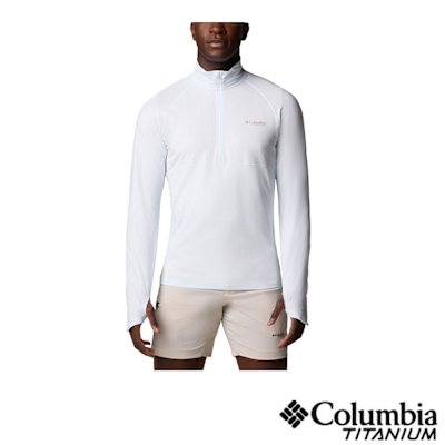 Columbia 哥倫比亞 男款-防曬UPF50快排半開襟長袖上衣-白色 UAE87170WT/JS