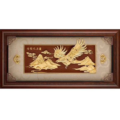 金箔畫純金唐宋系列【大展鴻圖老鷹】.77x38cm | 開運畫作| Yahoo購物中心