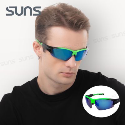 【SUNS】Polarized運動太陽眼鏡 酷炫螢光綠 頂規偏光鏡片 抗UV400防眩光防撞擊 S802
