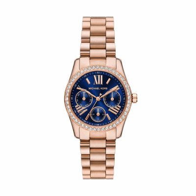 MICHAEL KORS Lexington Lux 晶鑽三眼藍面女錶 33mm MK4926 附提袋