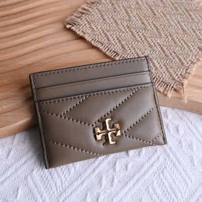 TORY BURCH 金屬LOGO卡夾/名片夾(灰棕)