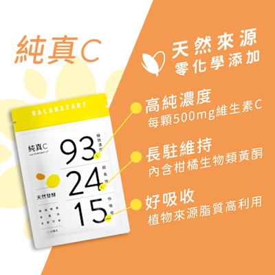人可和【純真C】24H天然維他命C｜長續航型頂標濃度+15分快吸收｜台灣第一家引進更勝日本化學C 發泡錠｜維他命 PUREWAY-C®｜永豐集團