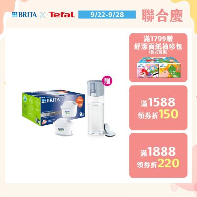 【BRITA官方】MAXTRA PRO濾芯 去水垢專家9入 贈隨身濾水瓶(2色)