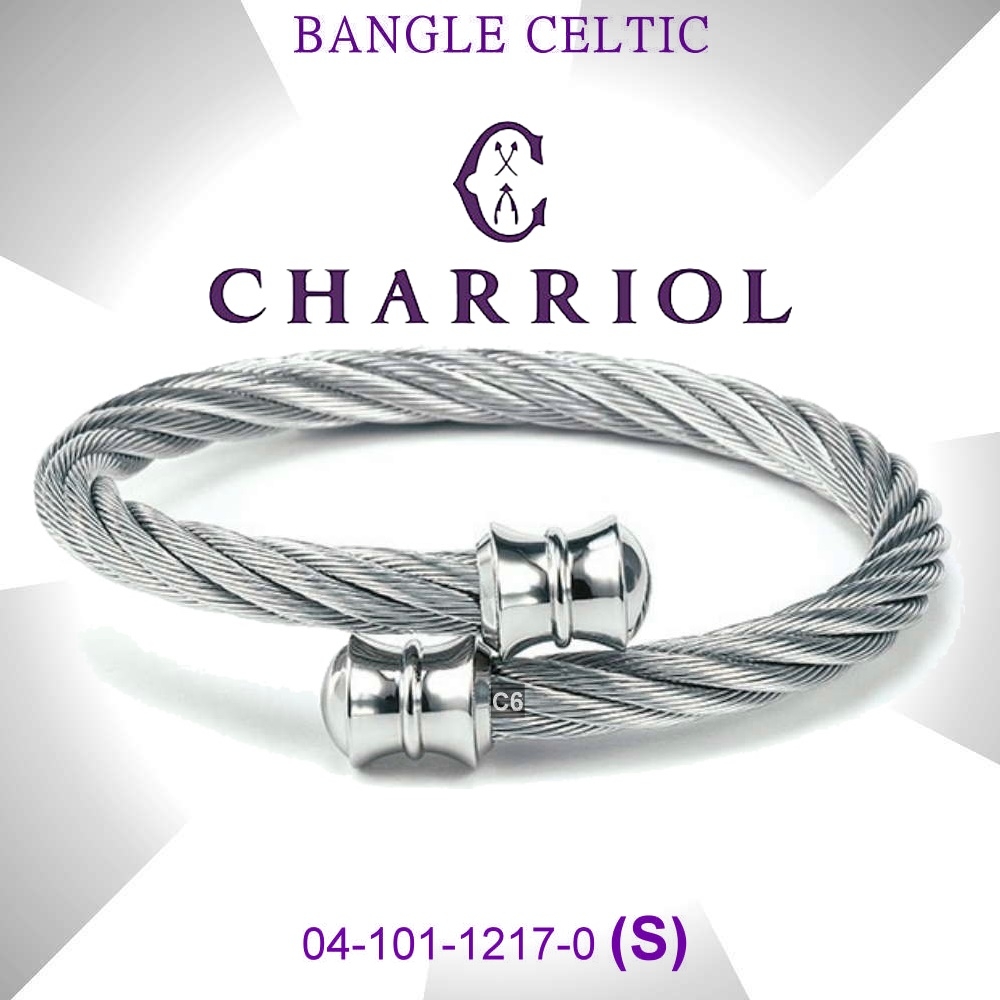 CHARRIOL夏利豪 Bangle Celtic鋼索手環  扯鈴飾頭銀鋼索S款 C6(04-101-1217-0-S)