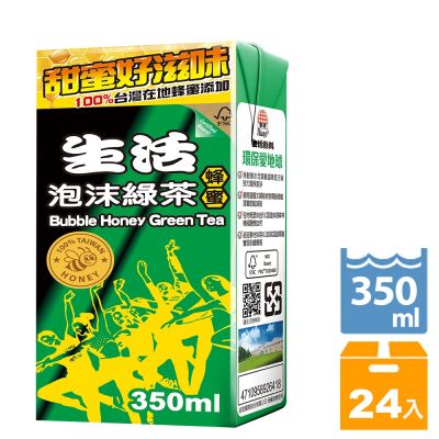 【生活】生活泡沫綠茶350ml-蜂蜜(24入/組)