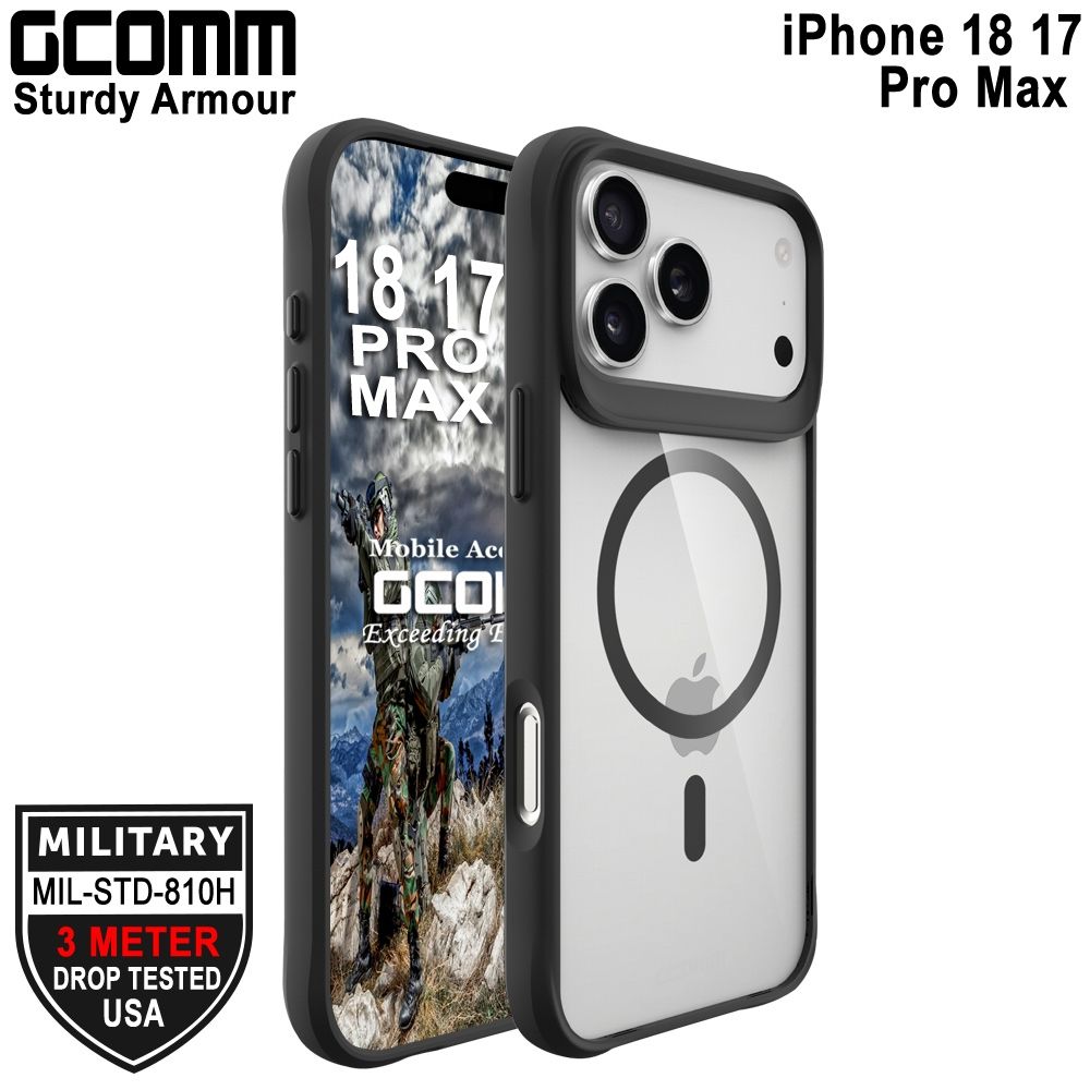 GCOMM iPhone 18 17 Pro Max 3米軍規磁吸防摔殼 Sturdy Armour MagSafe 硬石黑