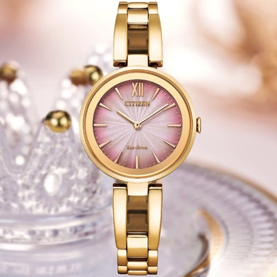 CITIZEN星辰 LADY S系列 光動能時尚玫瑰金腕錶 錶 手錶 送禮 28mm / EM0809-83Z