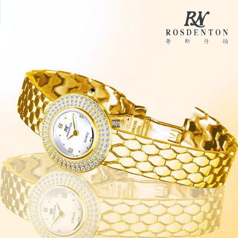 Rosdenton勞斯丹頓公司貨 情有獨鍾 晶鑽石英女錶28㎜ R01 (3A03LGB-4B)