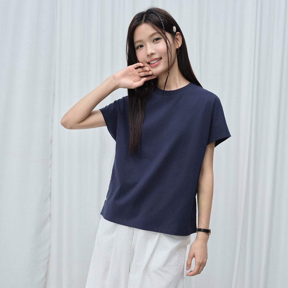 GIORDANO 女裝機能涼感抗菌圓領短袖T恤【雙色任選】 (45 海藍寶)