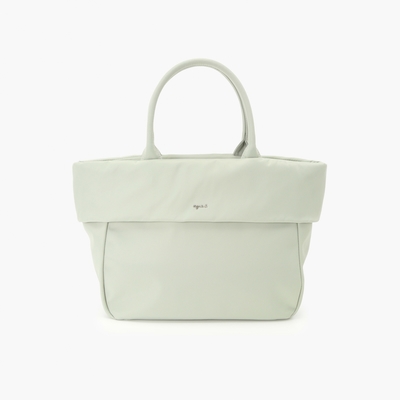 agnes b.Voyage 尼龍手提托特包 小款 (霧白綠)