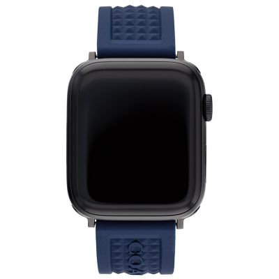 COACH Apple Watch 錶帶 42/44/45mm適用 矽膠錶帶 寵愛媽媽 送禮推薦-海軍藍x黑扣 (不含手錶)