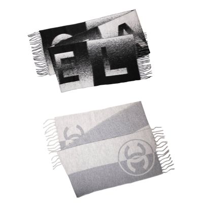 CHANEL 經典 LOGO喀什米爾雙色圍巾(多色選)