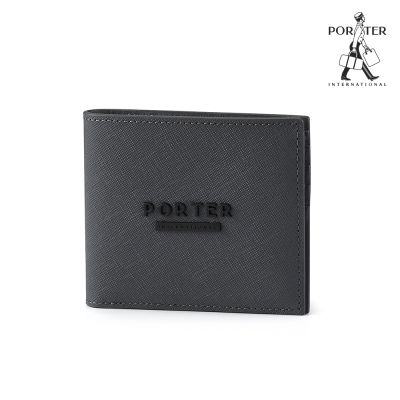 PORTER INTERNATIONAL - 細膩韌性DEFINE真皮雙折短夾 - 沉靜灰