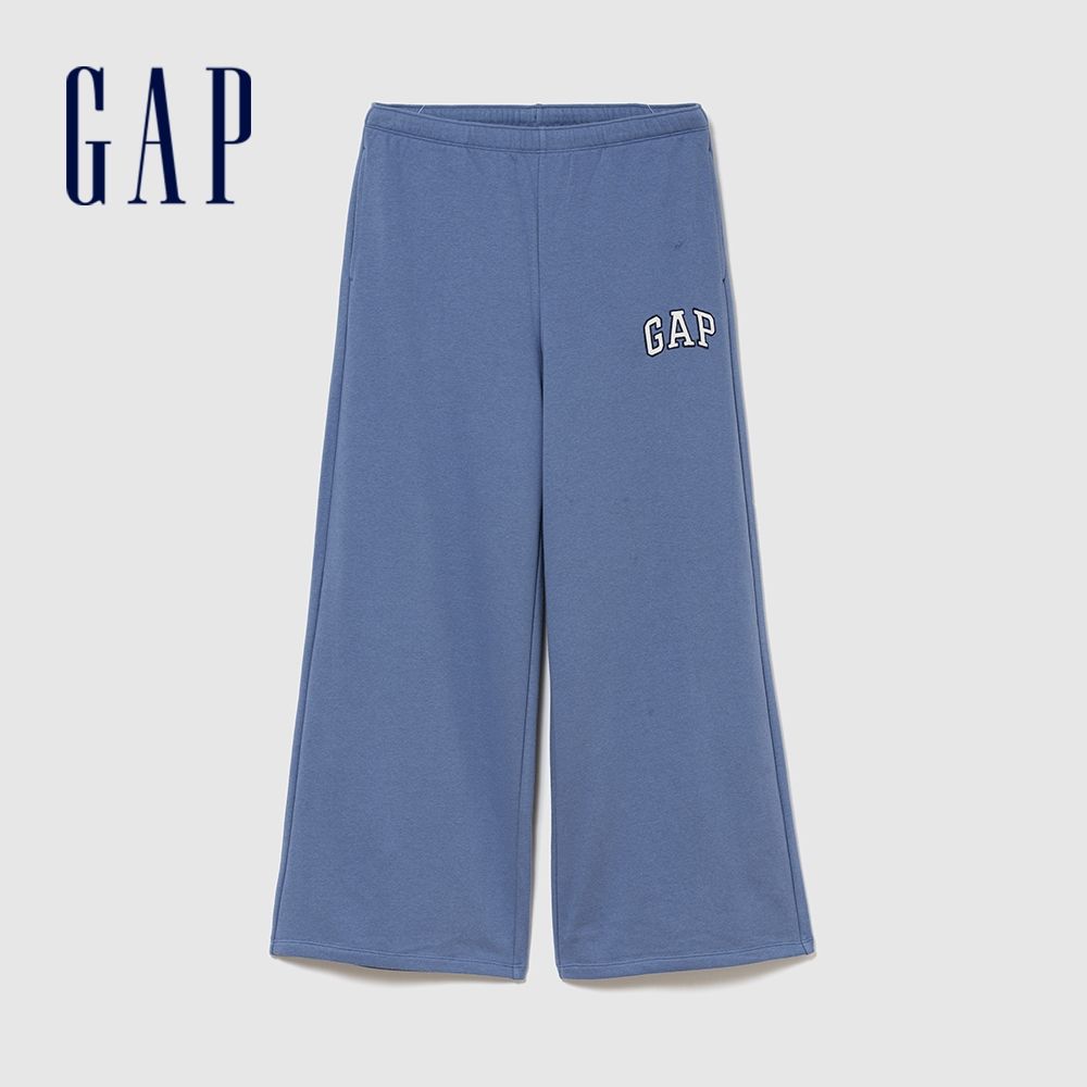 【GAP】Gap Logo法式毛圈布寬管慢跑褲-灰藍色(887992) (灰藍色)