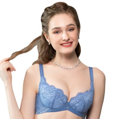 思薇爾 撩波永生花系列A-E罩蕾絲包覆女內衣(雷根藍)