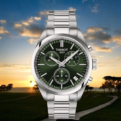 TISSOT 天梭 官方授權 PR100 SPORT 運動時尚計時腕錶 -40mm/綠色 T1504171109100