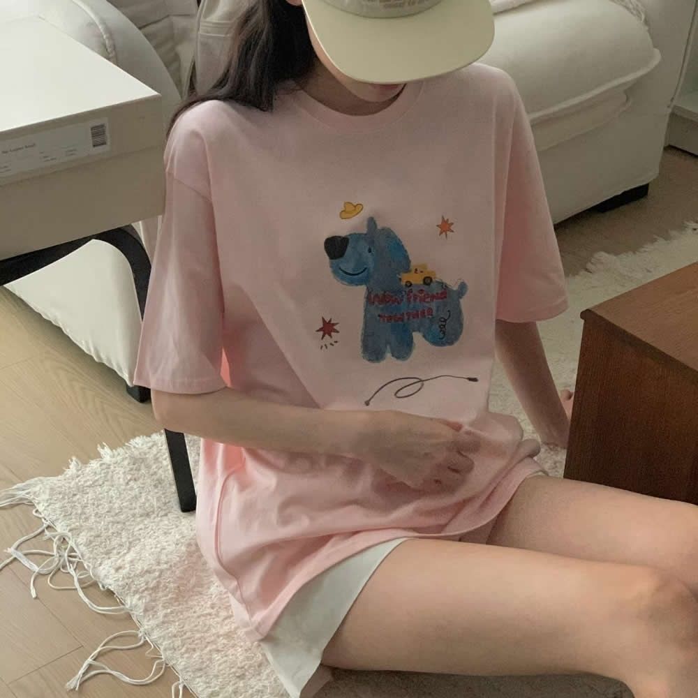 正韓女上衣 玩具盒五分袖T恤FIE1196-創翊韓都