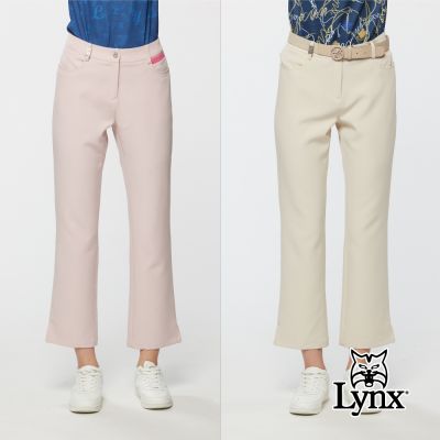 【Lynx Golf】女款吸濕排汗彈性舒適褲腳開杈九分直筒長褲(二色)