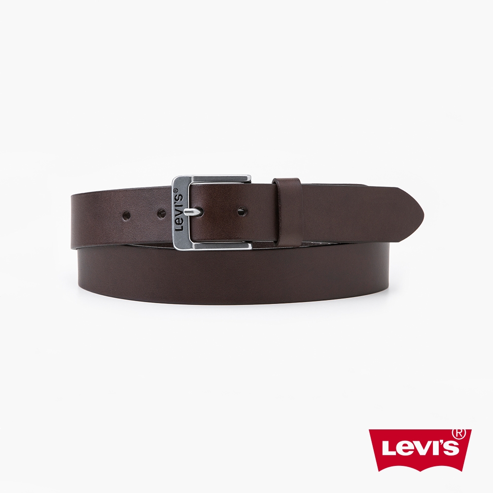 Levis 男款 真皮皮帶 / 精工Logo鐫刻釦頭 深棕