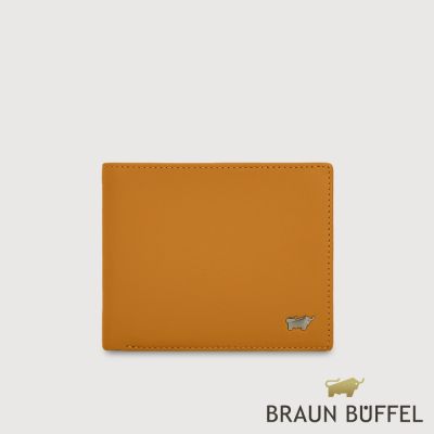 【BRAUN BUFFEL 德國小金牛】臺灣總代理 瓦拉頓-A 12卡中間翻透明窗短夾-古金黃/BF568-317-IG