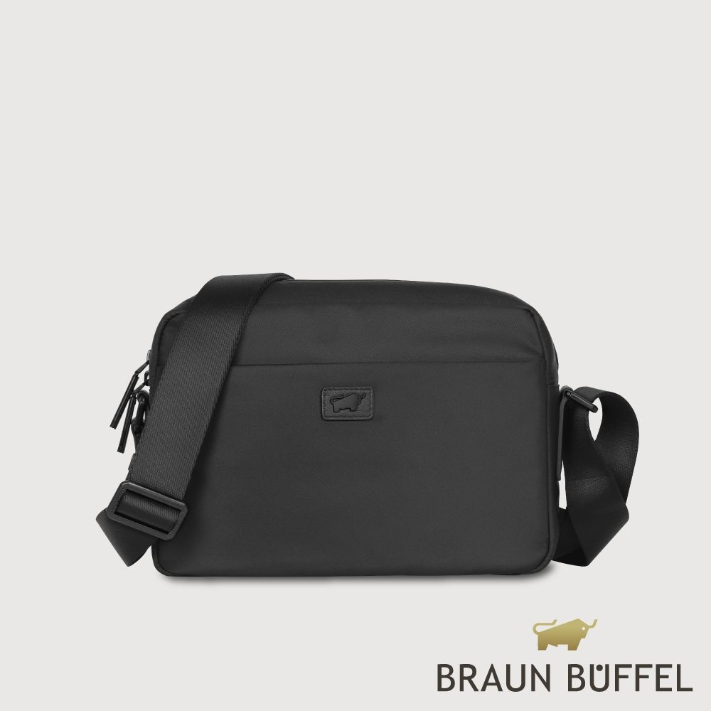 【BRAUN BUFFEL 德國小金牛】台灣總代理 亞酷 大斜背包-黑色/BF511-TW62-BK