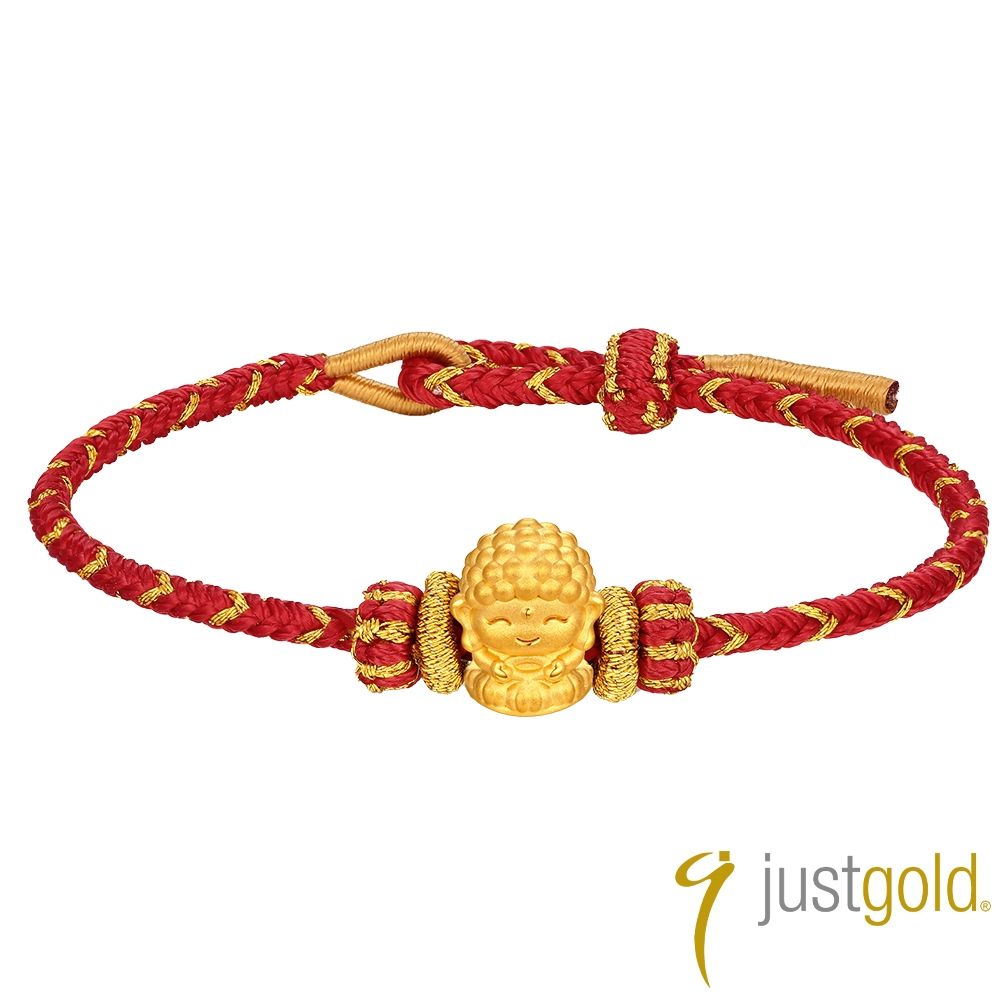 【Just Gold 鎮金店】福佑 生肖本命佛-狗、豬 黃金手繩 (網路限定)