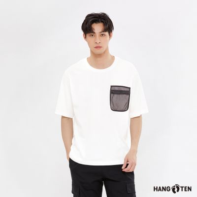Hang Ten-男裝-速乾涼感3M吸濕快乾網布口袋短袖T恤-雪白色