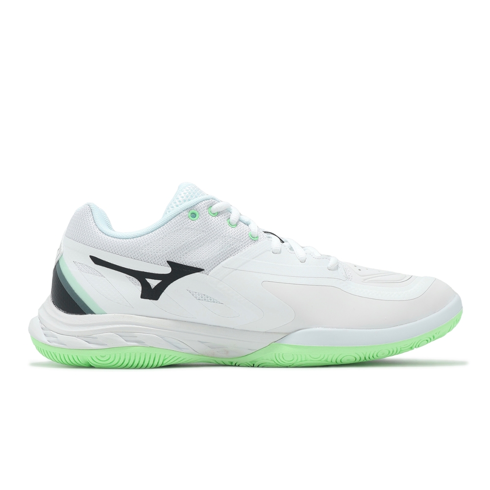 Mizuno 羽球鞋Wave Fang 2 男鞋寬楦白綠回彈襪套室內運動羽排鞋美津濃