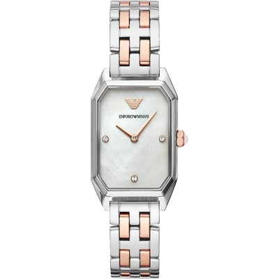 Emporio Armani 亞曼尼 方形珍珠貝晶鑽女錶 開學購物季 送禮首選 AR11146