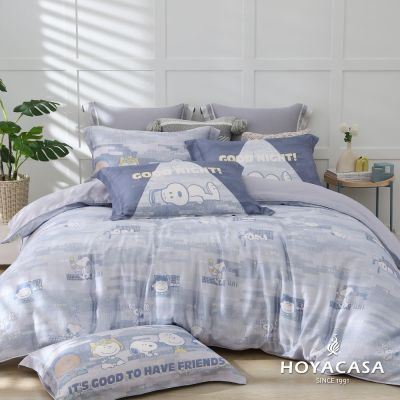 【HOYACASA 】x史努比聯名系列-雙人60支銀纖維天絲兩用被床包組-鄰友相眠