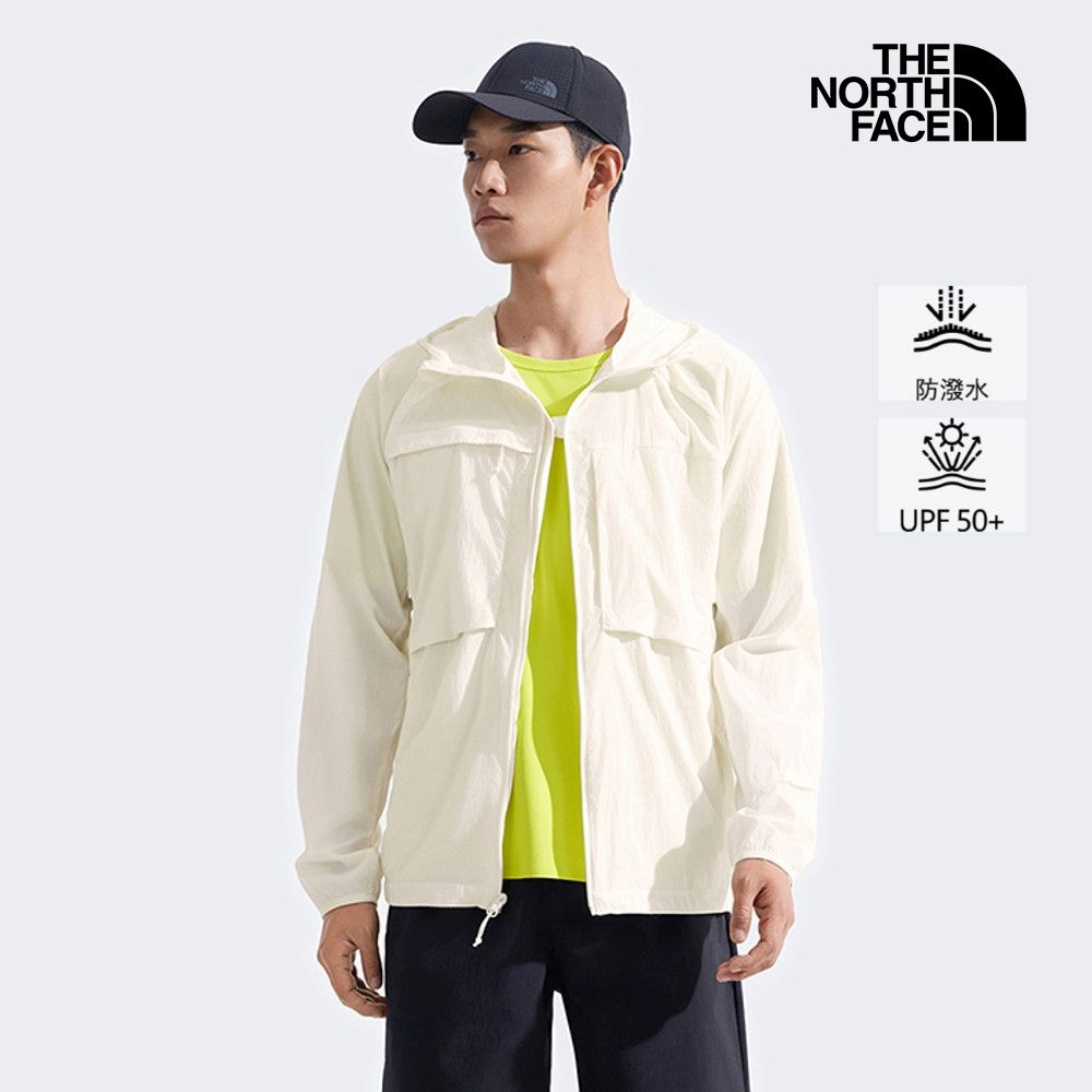 【The North Face 官方旗艦】北面男款米白色DWR防潑水防曬防風外套｜8BWCQLI