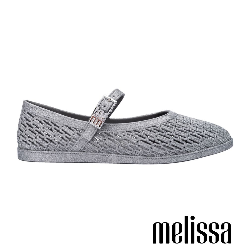 Melissa-亮片M字透膚瑪莉珍鞋-銀色