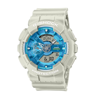 CASIO 卡西歐 G-SHOCK 熱帶風格 沙丘綠洲 白沙米 人氣雙顯 GA-110AS-5A 51.2mm