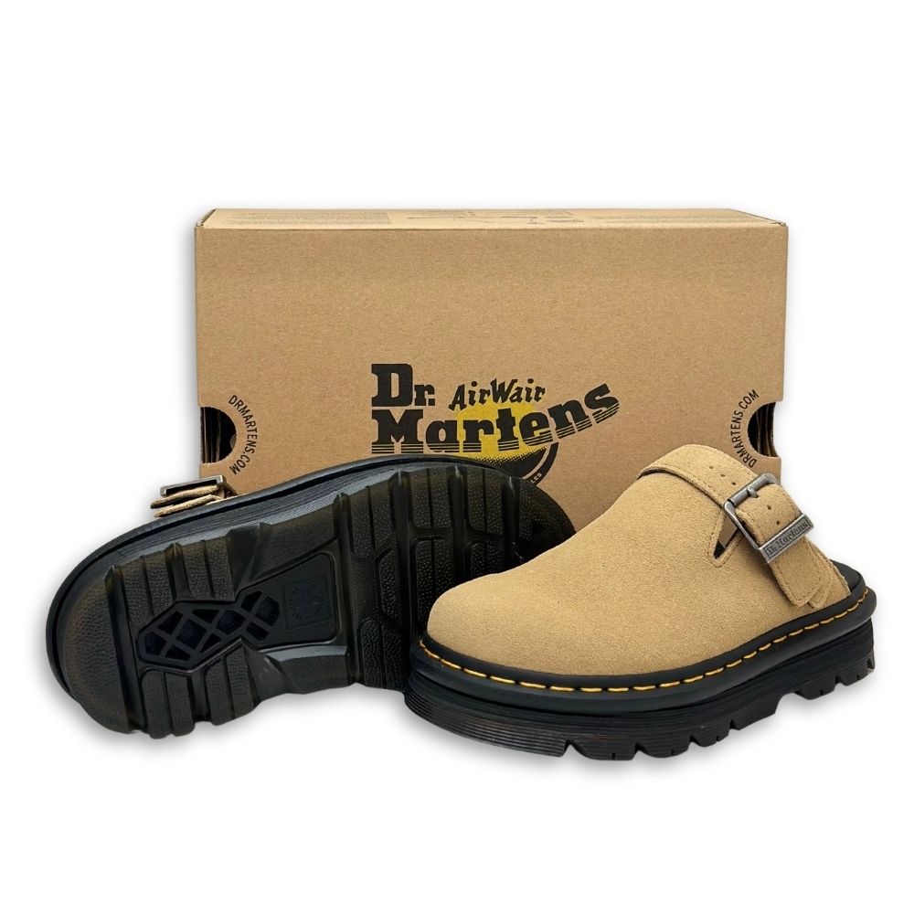 Dr.Martens 馬汀ZebZag Mule 麂皮包頭穆勒鞋米色女馬丁經典懶人鞋真反