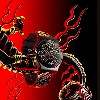 Swatch Gent 原創系列手錶 DRAGON IN WIND 龍年錶 黑龍獻瑞 (41mm) 男錶 女錶 手錶 瑞士錶 錶