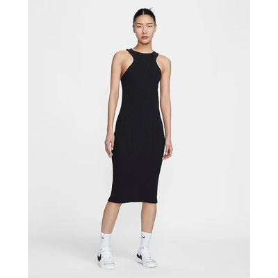 NIKE AS W NSW NK CHLL KNT RIB MIDI 女洋裝-黑-FN3680010