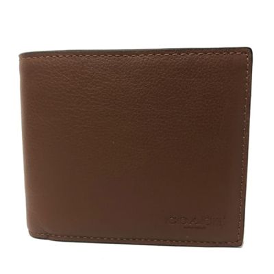 COACH 美國最新款男款8卡對折短夾附活動式證件夾(全皮-棕色)
