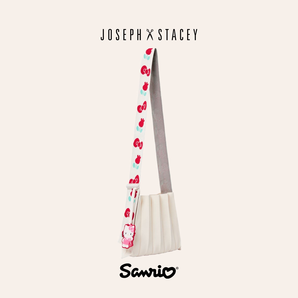 JOSEPH AND STACEY三麗鷗聯名羽翼斜背百褶包-凱蒂貓香草白