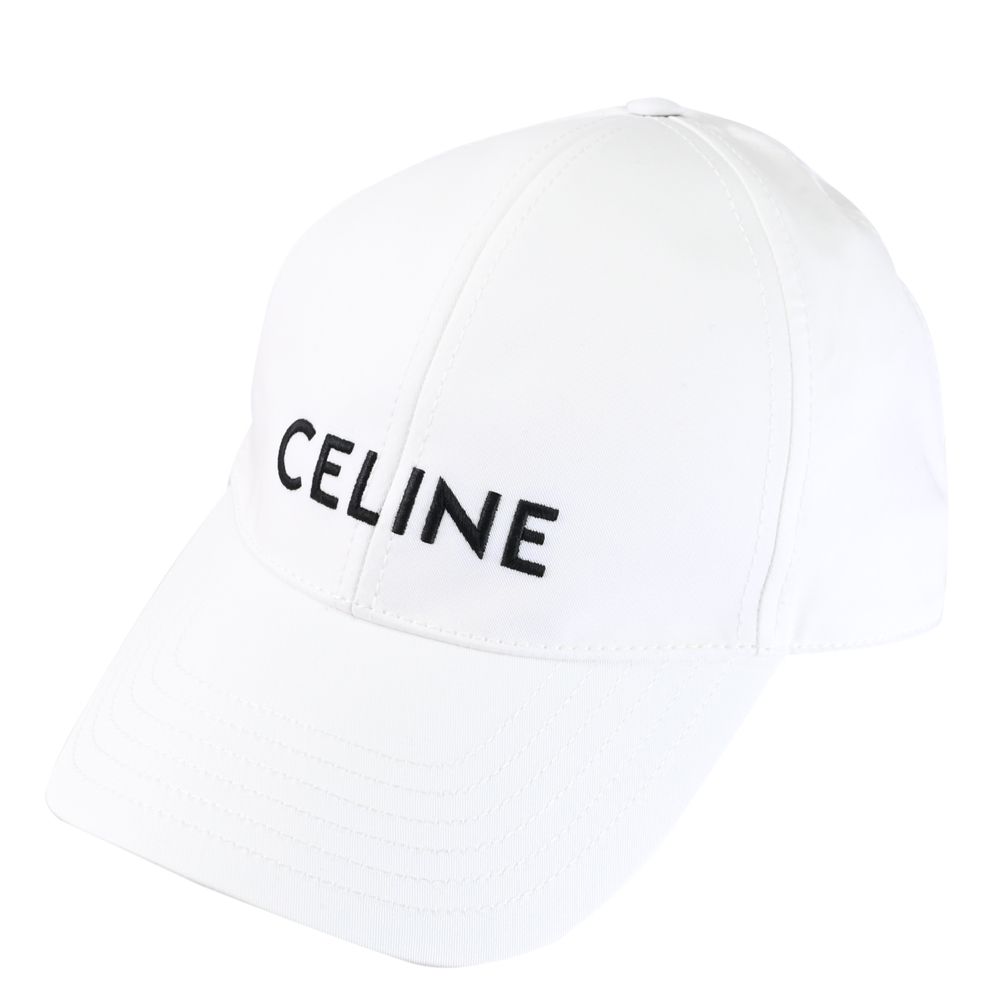 CELINE 電繡LOGO棉質遮陽帽/棒球帽(白)