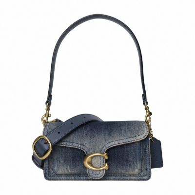 COACH  Tabby 20 金屬大C牛仔布肩斜兩用包(單寧藍)小