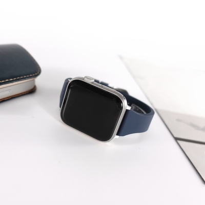 Apple Watch 全系列通用錶帶 蘋果手錶替用錶帶 經典色系 矽膠錶帶-海軍藍色