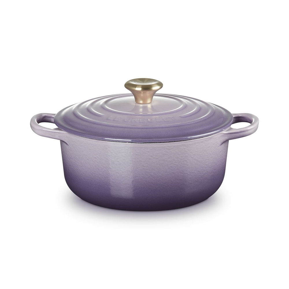 Le Creuset 典藏圓形鑄鐵鍋20cm 2.4L 藍鈴紫淡金頭法國製湯鍋燉鍋