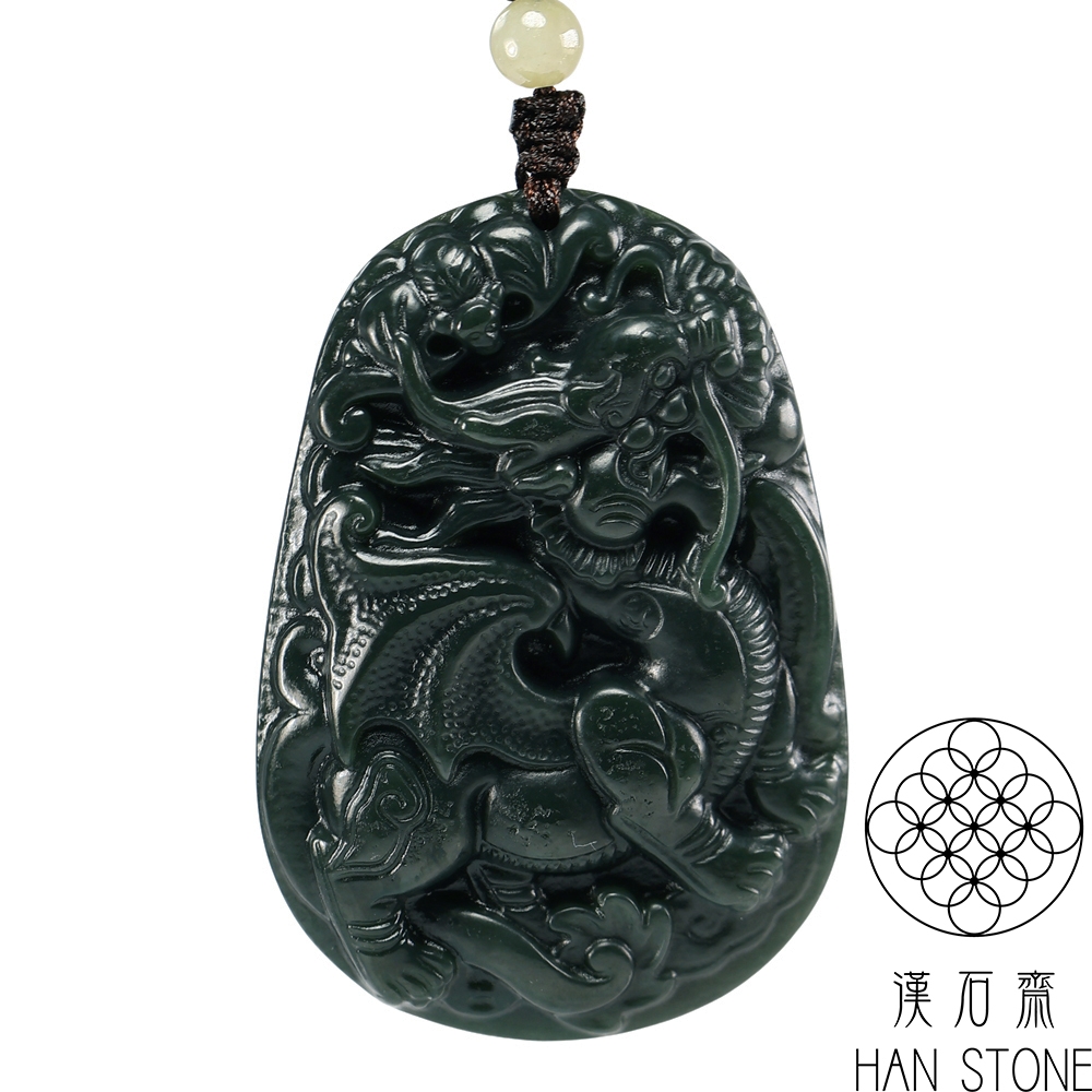 漢石齋】天然和田玉飛天貔貅玉佩吊墜黑青玉(37*54*9mm) | 漢石齋
