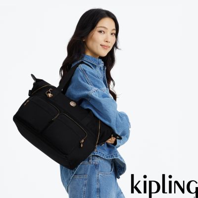 Kipling 墨黑金拉桿旅行袋-NEW ART DUO POCKET