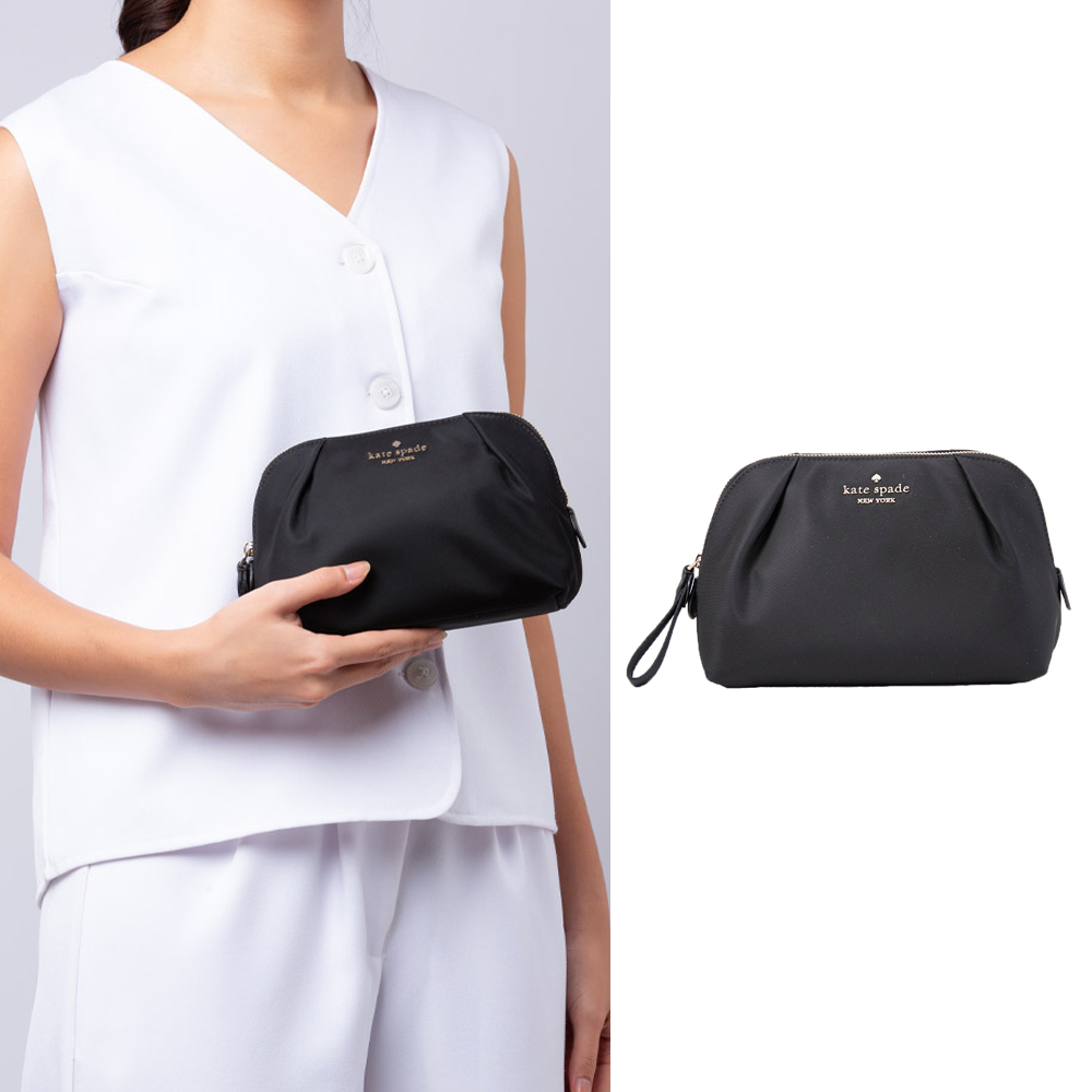 KATE SPADE 尼龍拉鍊化妝包(黑色)