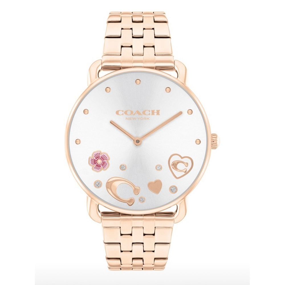 COACH 官方授權 粉樣造型時尚腕錶 玫瑰金-女錶(CO14504285)36mm