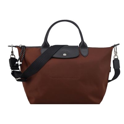 LONGCHAMP LE PLIAGE ENERGY系列再生尼龍短把手提/斜背兩用包(大/可可)