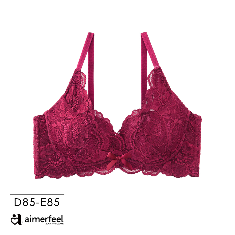 aimerfeel  [單品內衣] 舒適胸罩蕾絲交叉包覆高脇邊內衣 (DE85罩杯) 大尺寸-603713z-BO