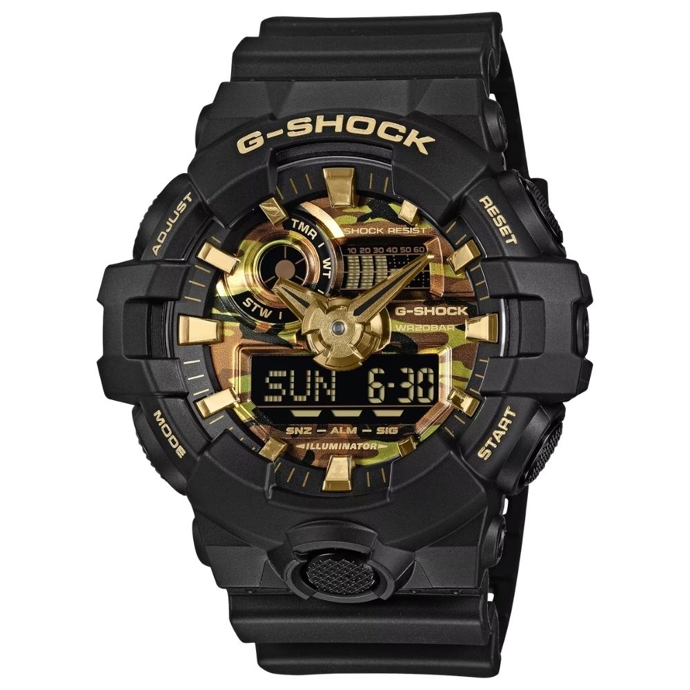 CASIO卡西歐 G-SHOCK Bold Camo 系列 街頭迷彩 街頭時尚 黑色 GA-700CF-1A_53.4mm